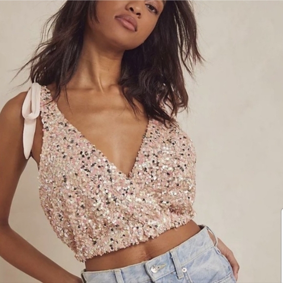 Free People Tops - Free People Sequin Big Night Crop Top Small